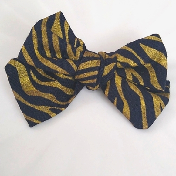 Dog Hair Bow with clip Black and Gold Animal Print Dog Bow - Picture 2 of 3